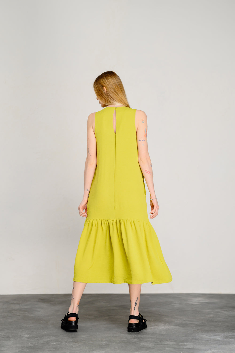 Robe ample sans manches Lime