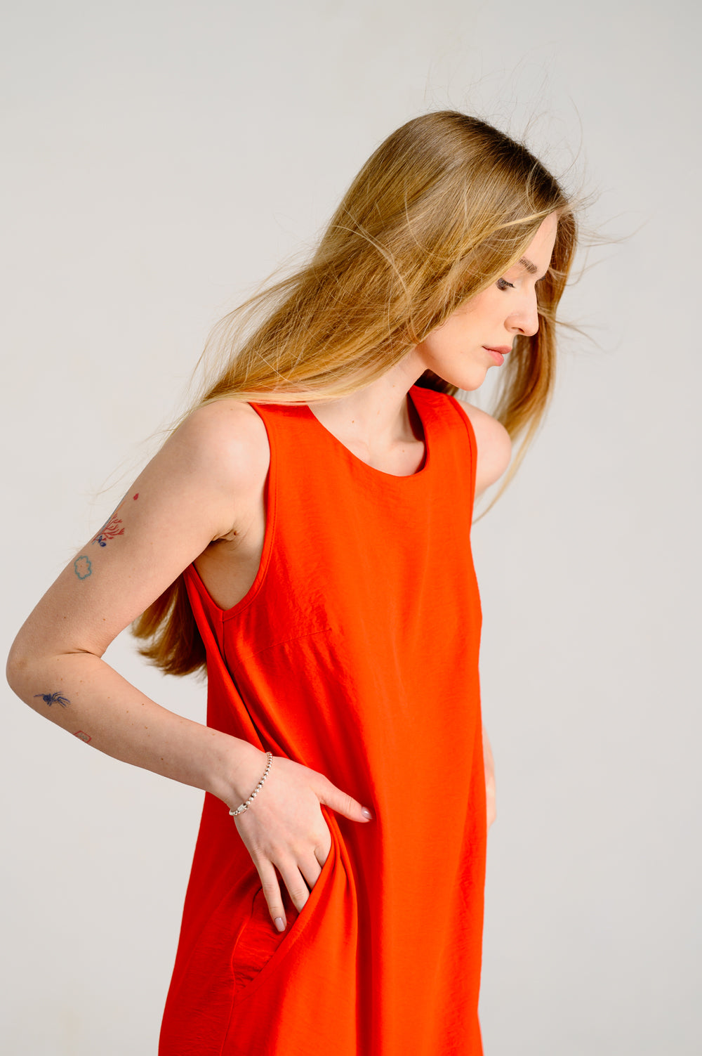 Robe ample sans manches orange sicilienne