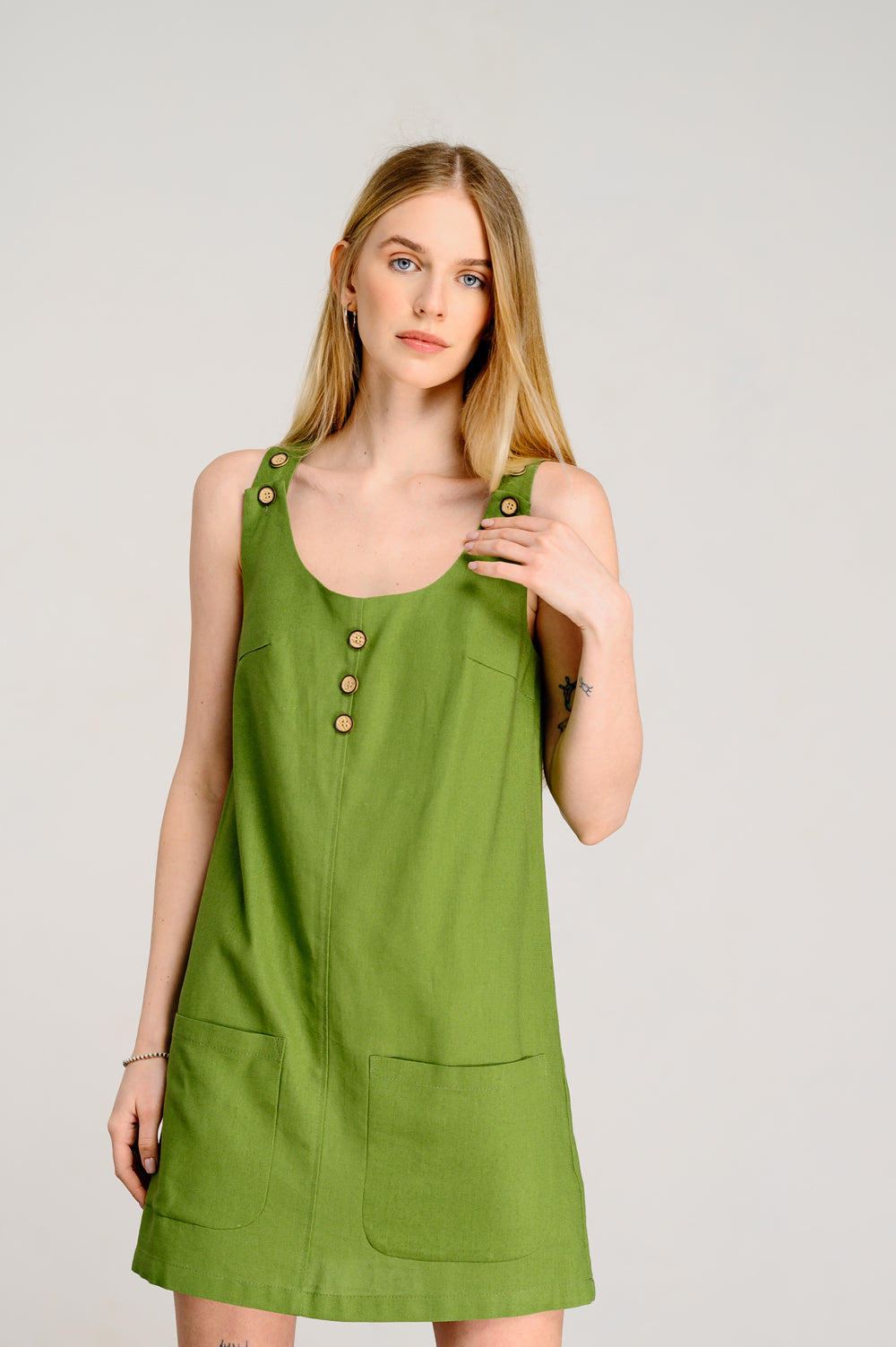 Robe d'été en lin vert