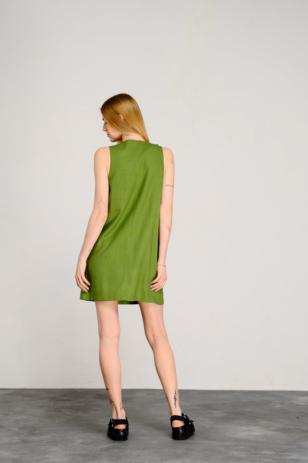 Robe d'été en lin vert