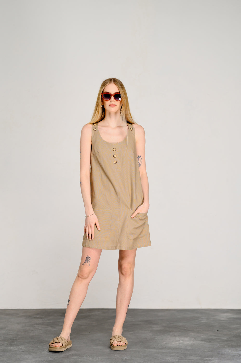 Linen sundress in color "Mocha"