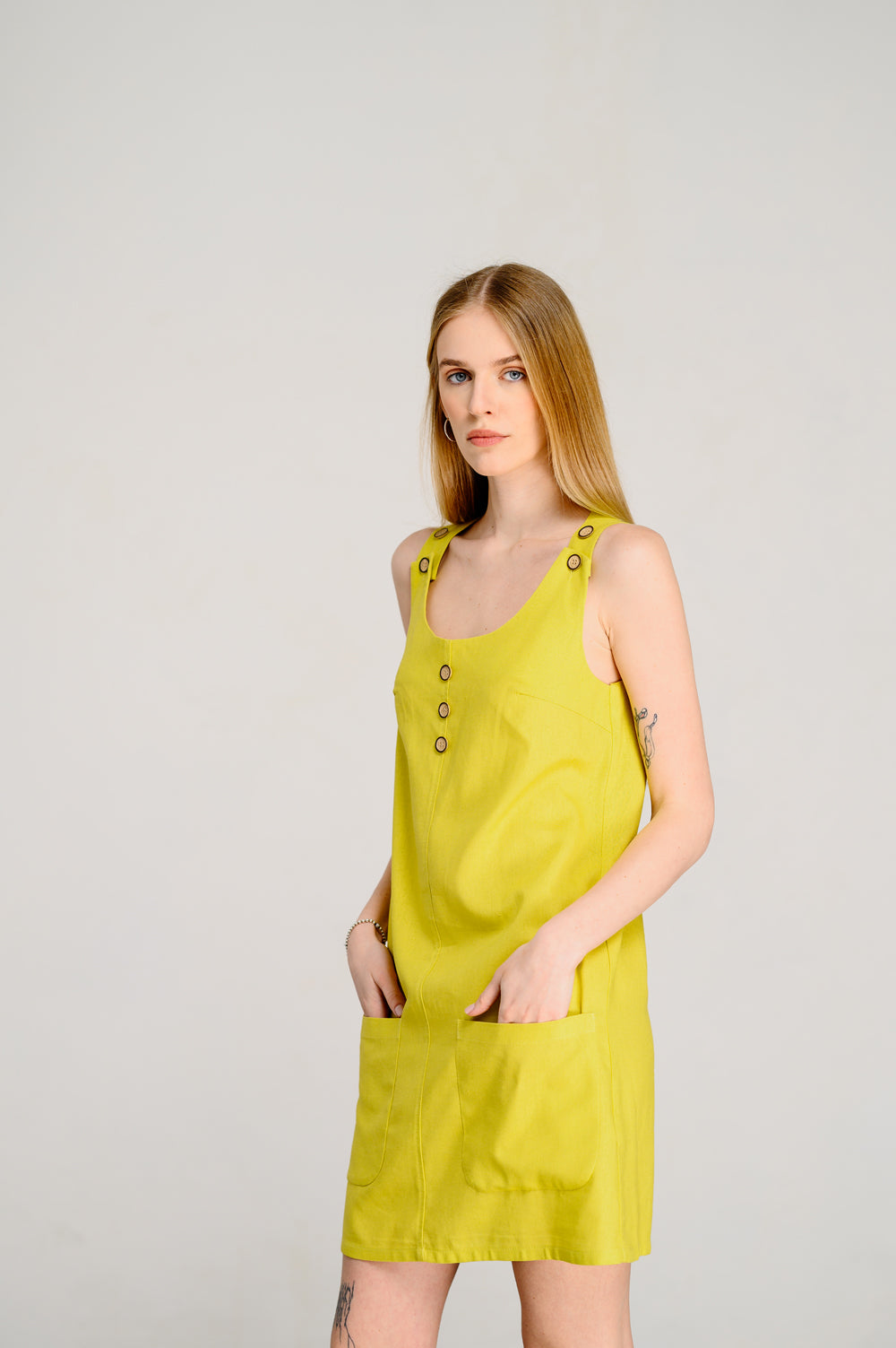 Yellow linen dress