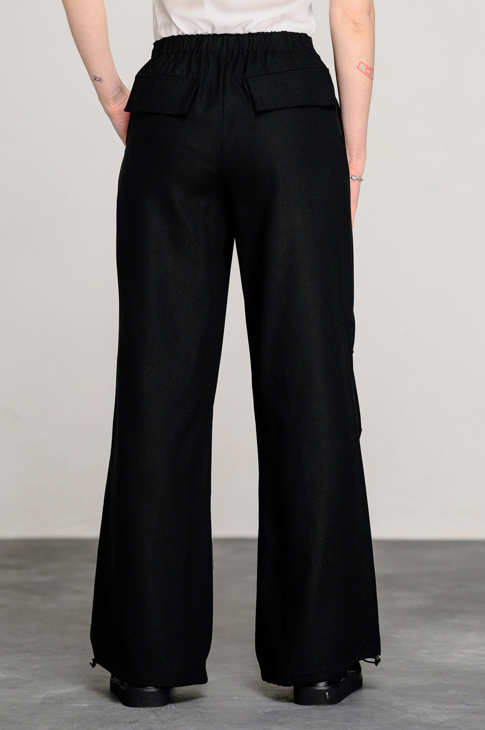 Pantalon cargo ample noir