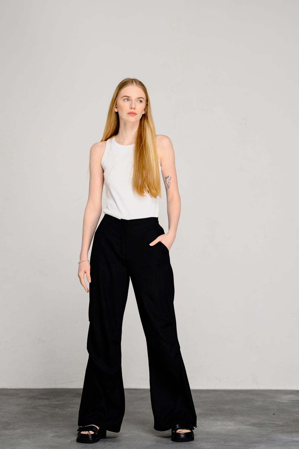 Pantalon cargo ample noir