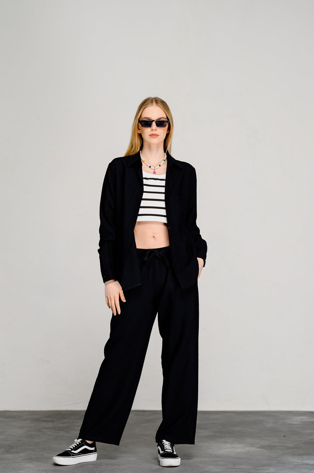 Pantalon loose noir avec élastique