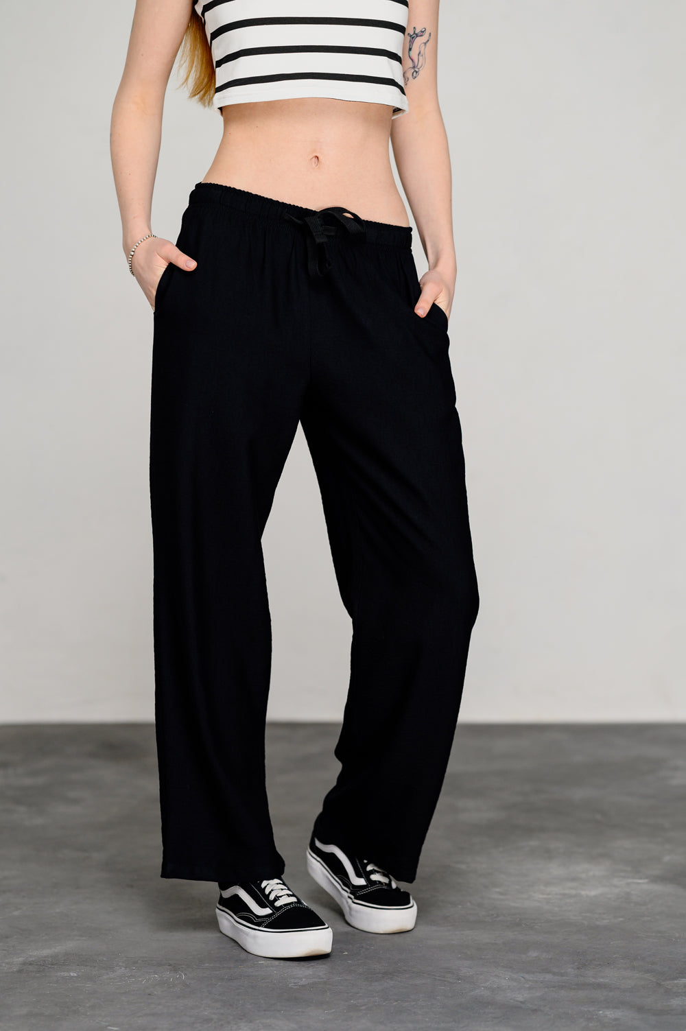 Pantalon loose noir avec élastique