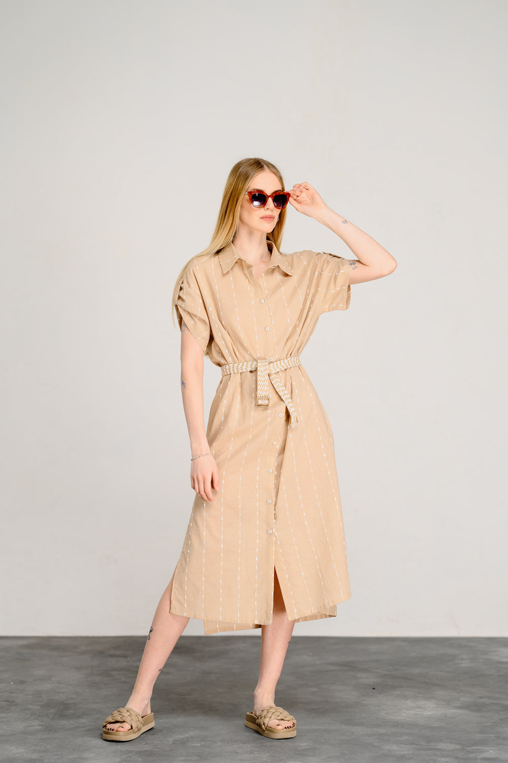 Robe dress loose cut in color "Mocha"