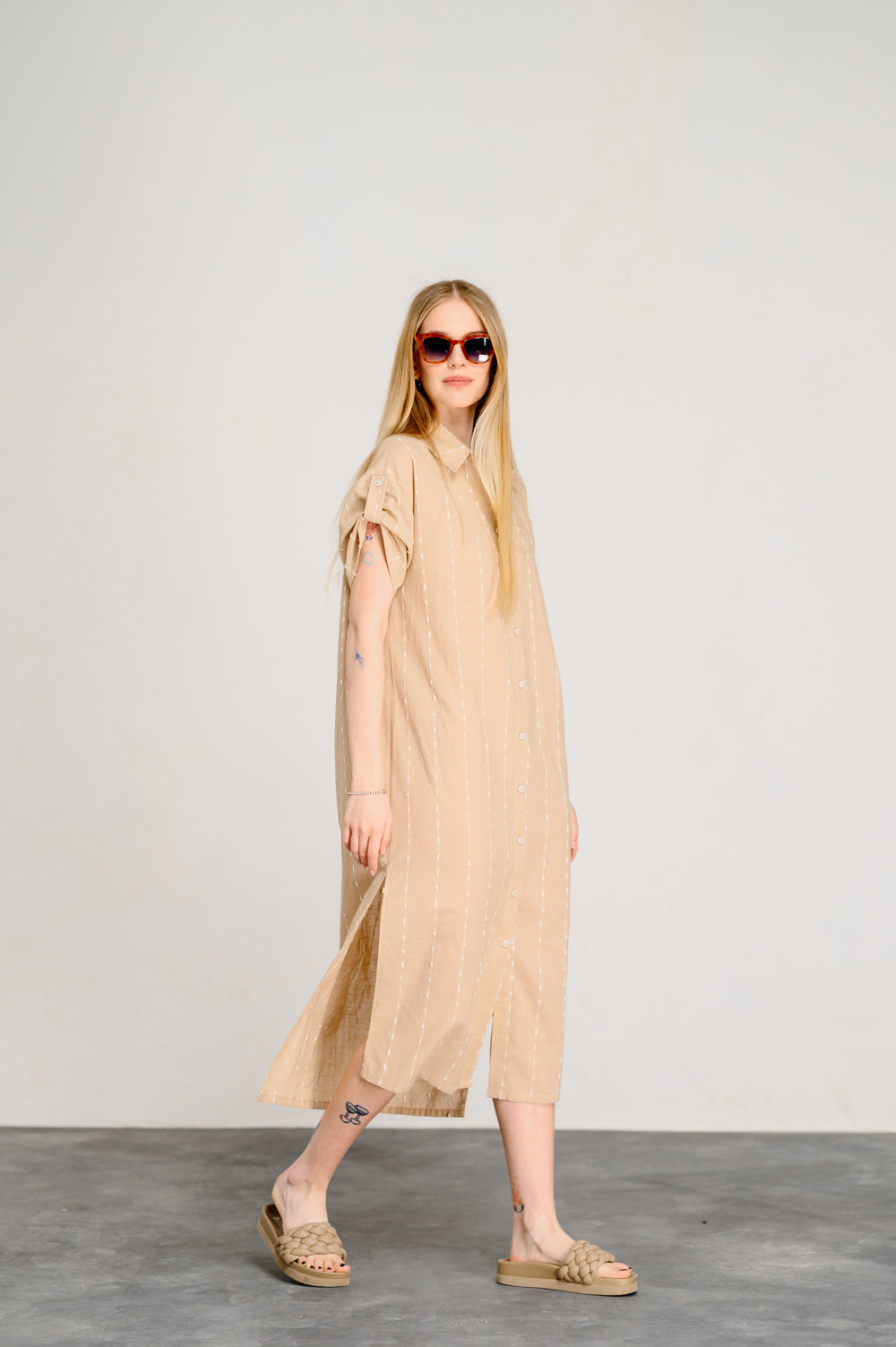 Robe dress loose cut in color "Mocha"