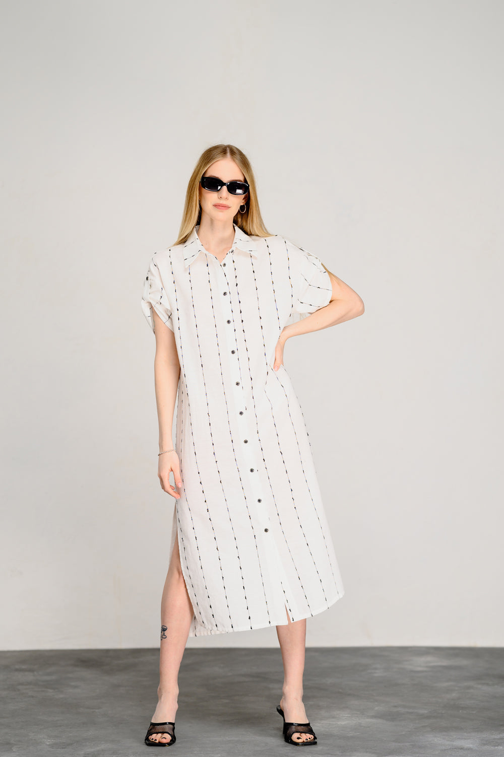 White shift dress