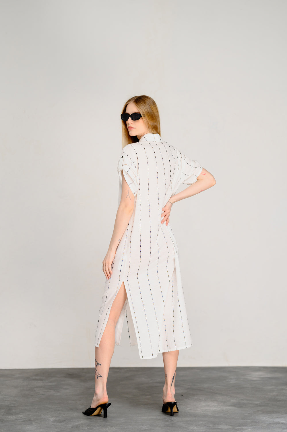 White shift dress