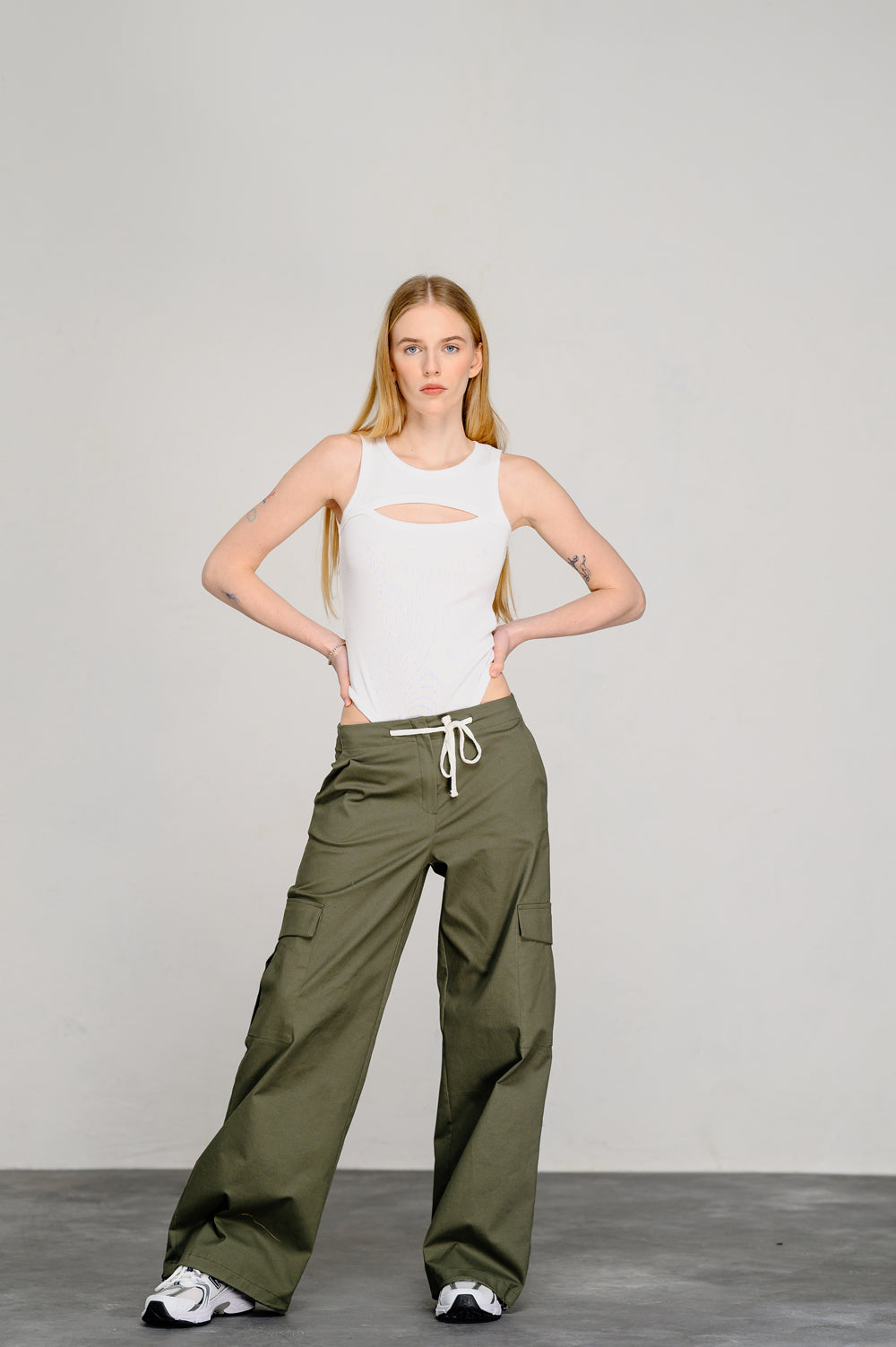 Khaki Drop Taille Cargo Hosen