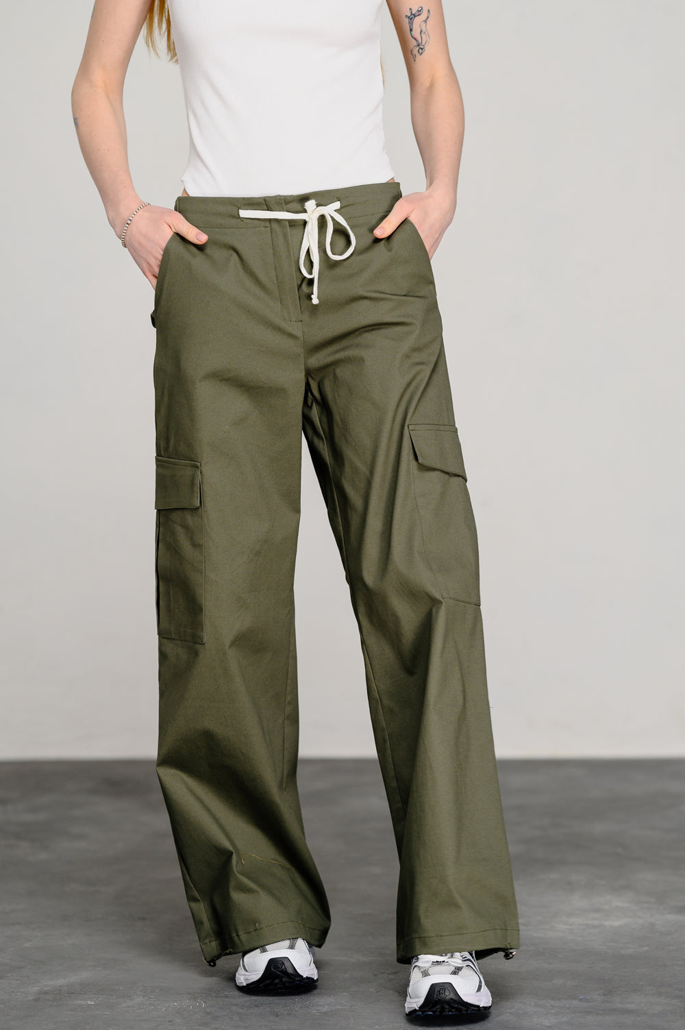 Khaki Drop Taille Cargo Hosen