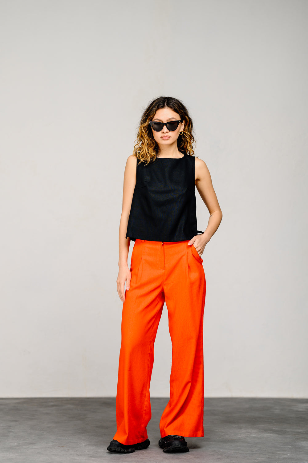 Pantalon en lin de couleur "Orange"