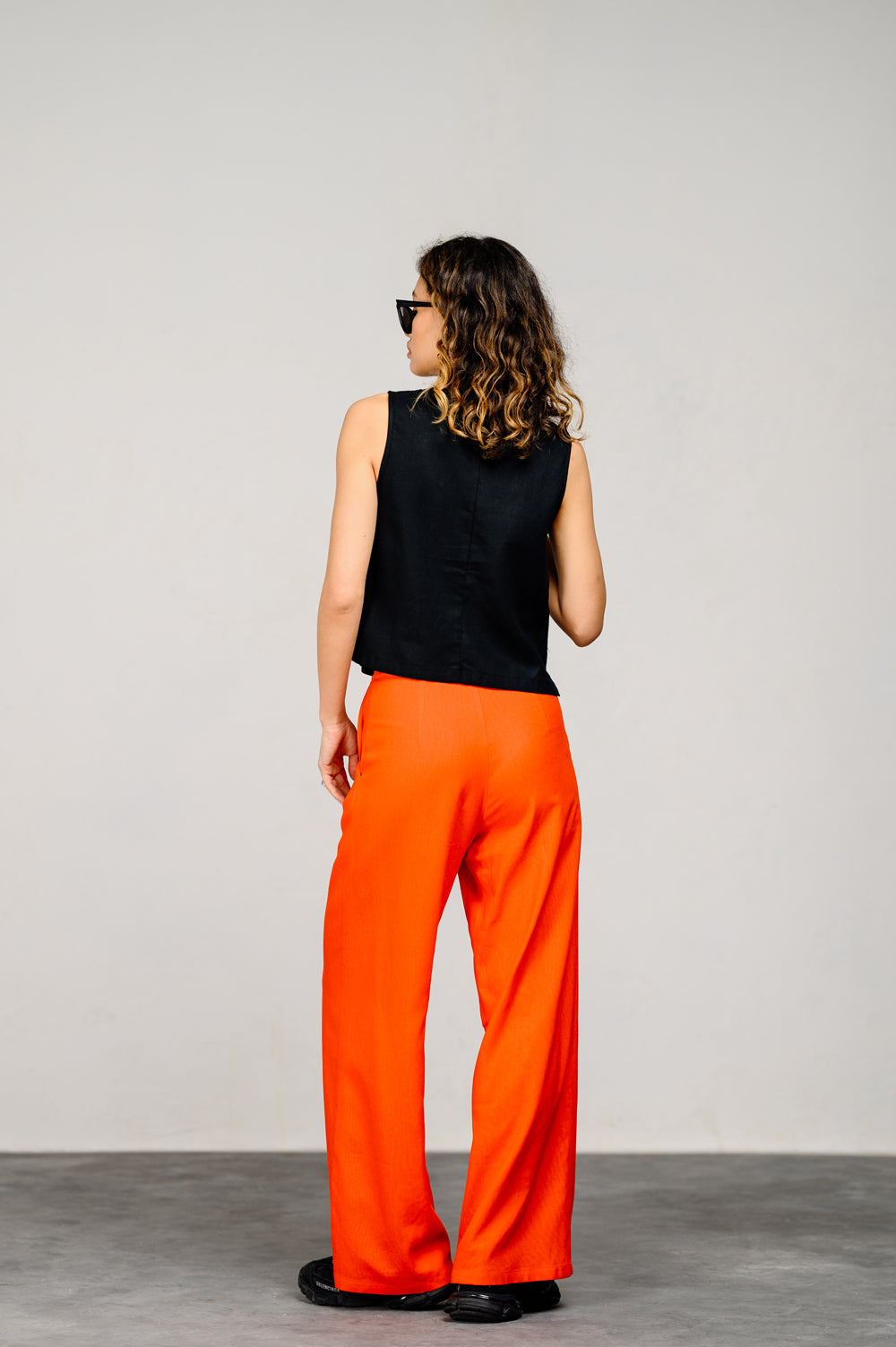 Pantalon en lin de couleur "Orange"