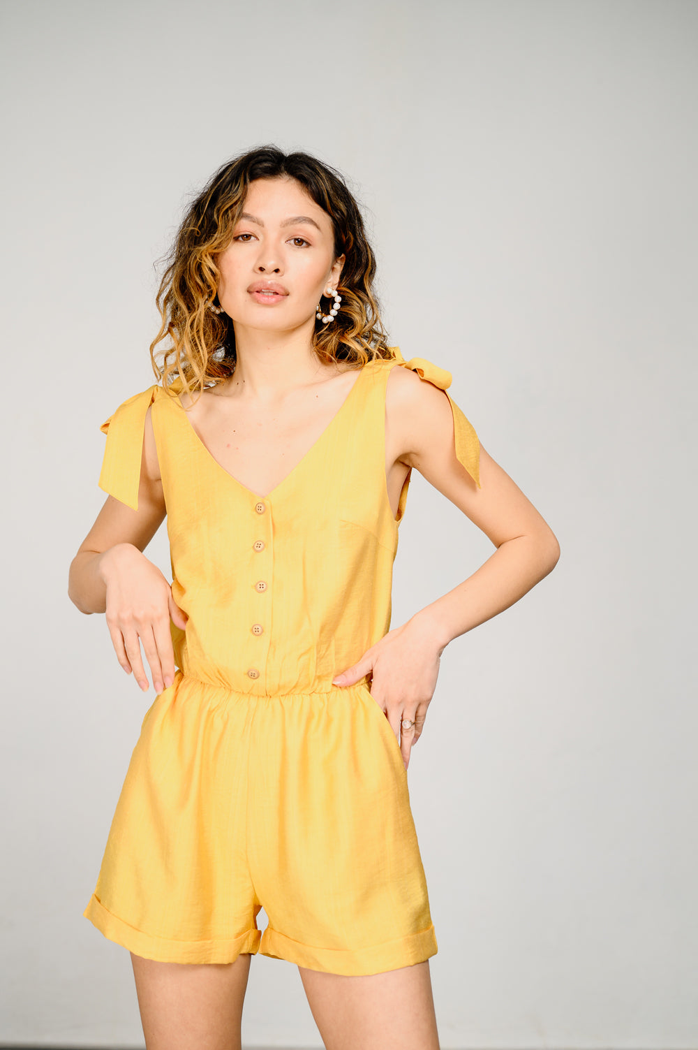 Combinaison jaune avec taille élastiquée