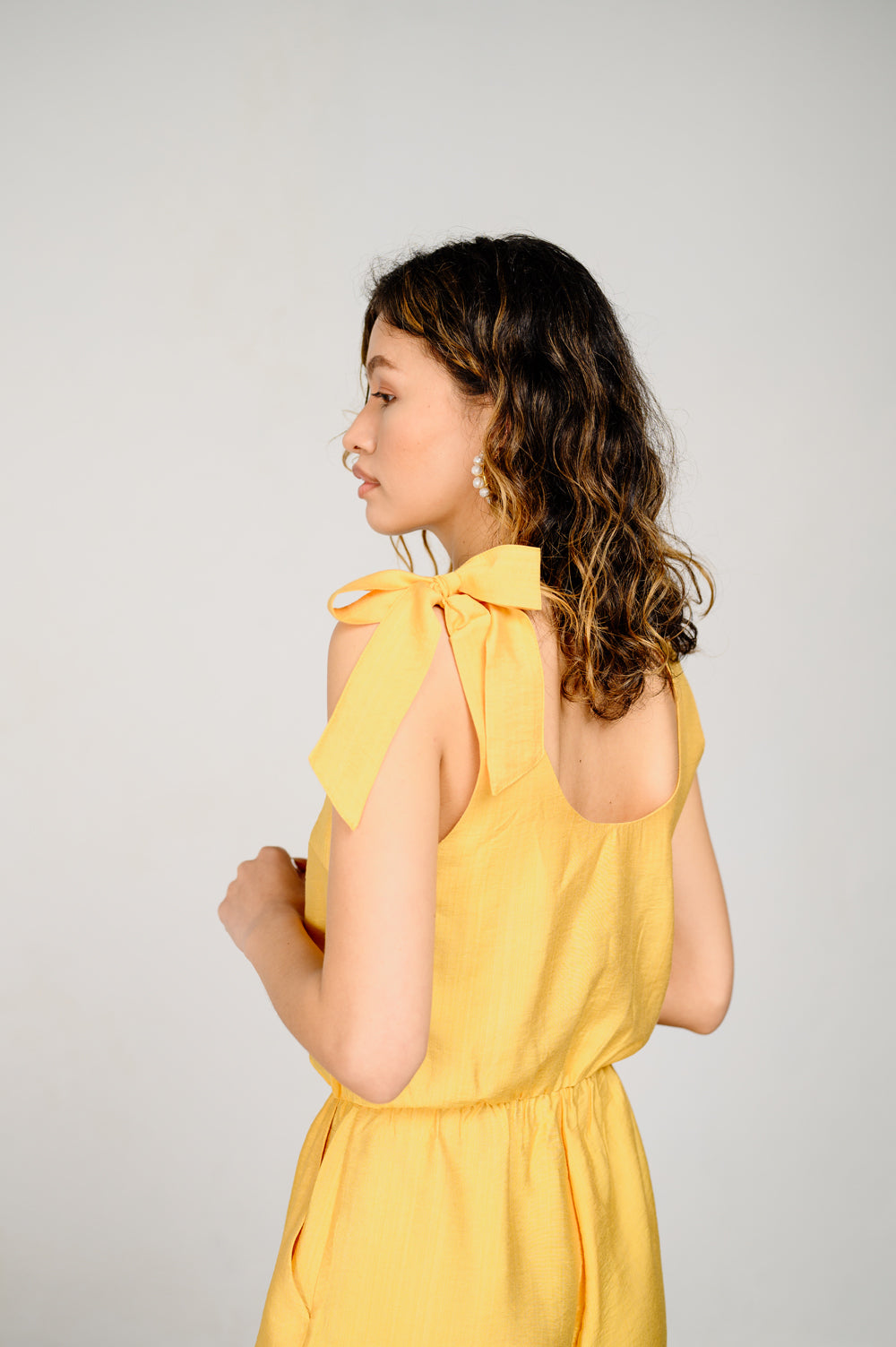 Yellow jumpsuit with elasticated waist