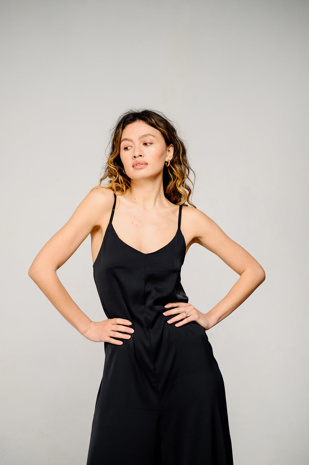 Elegant black Armani silk jumpsuit