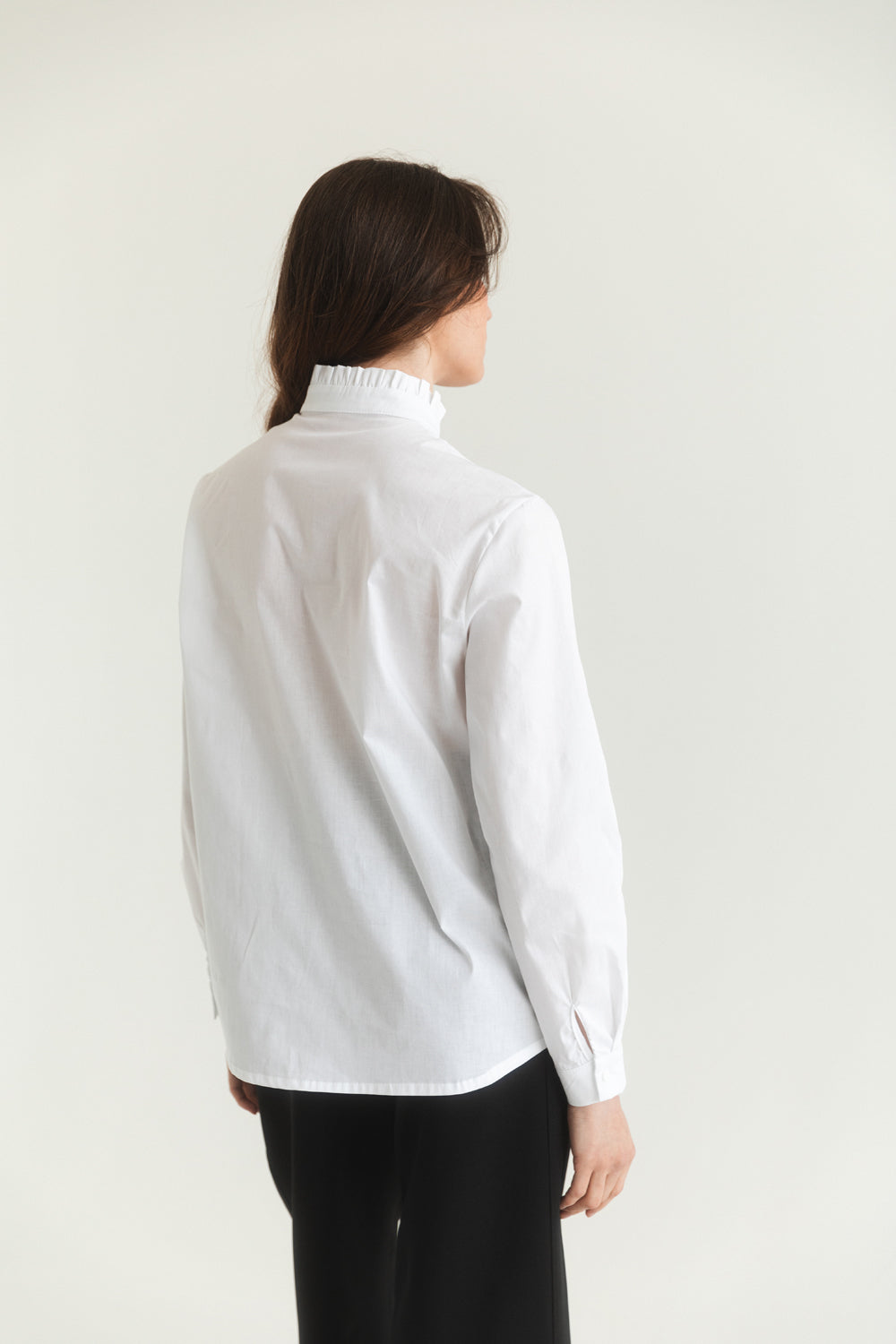 White shirt with stand-up collar