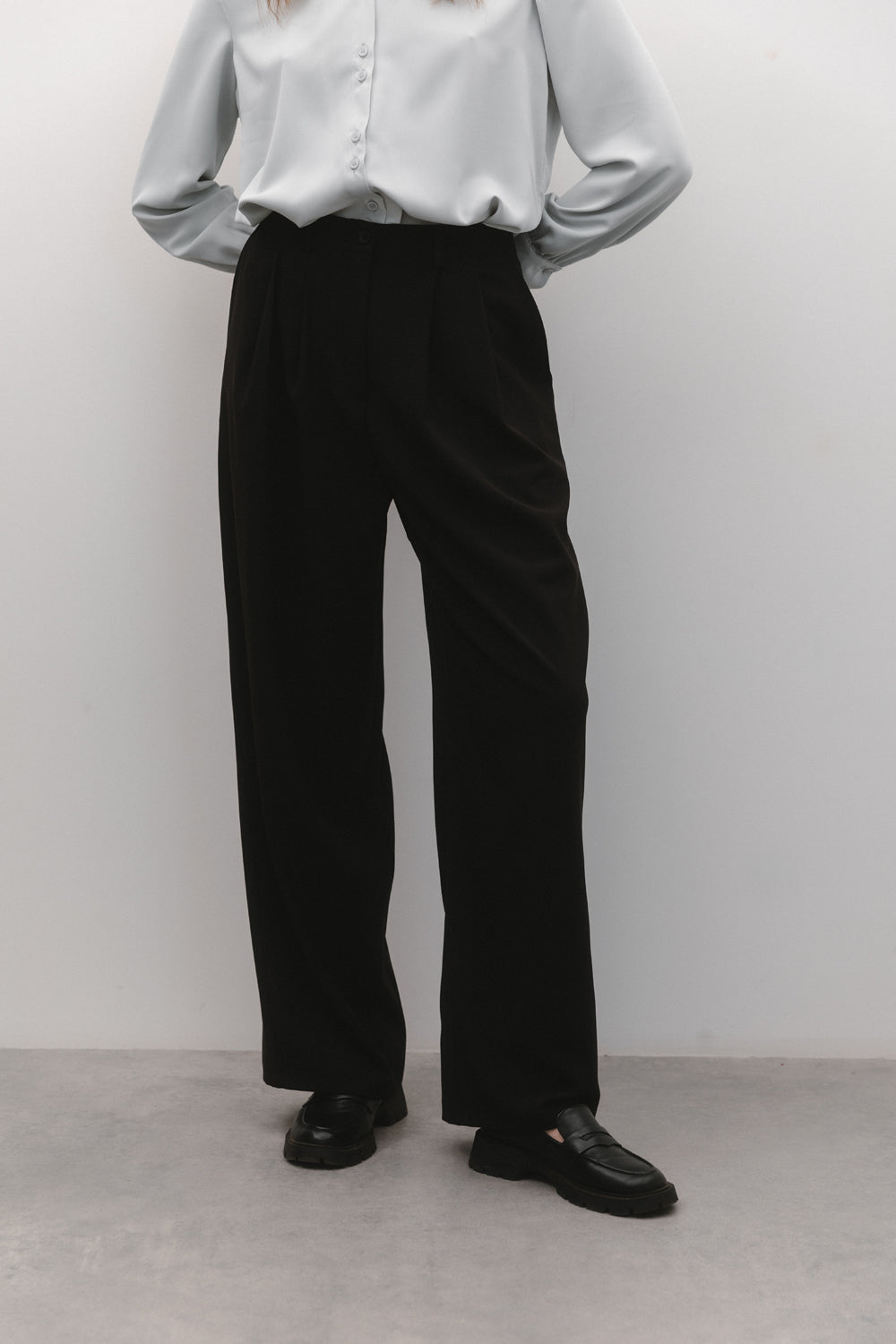 Black straight fit trousers