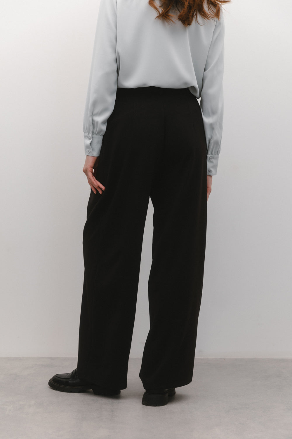 Black straight fit trousers