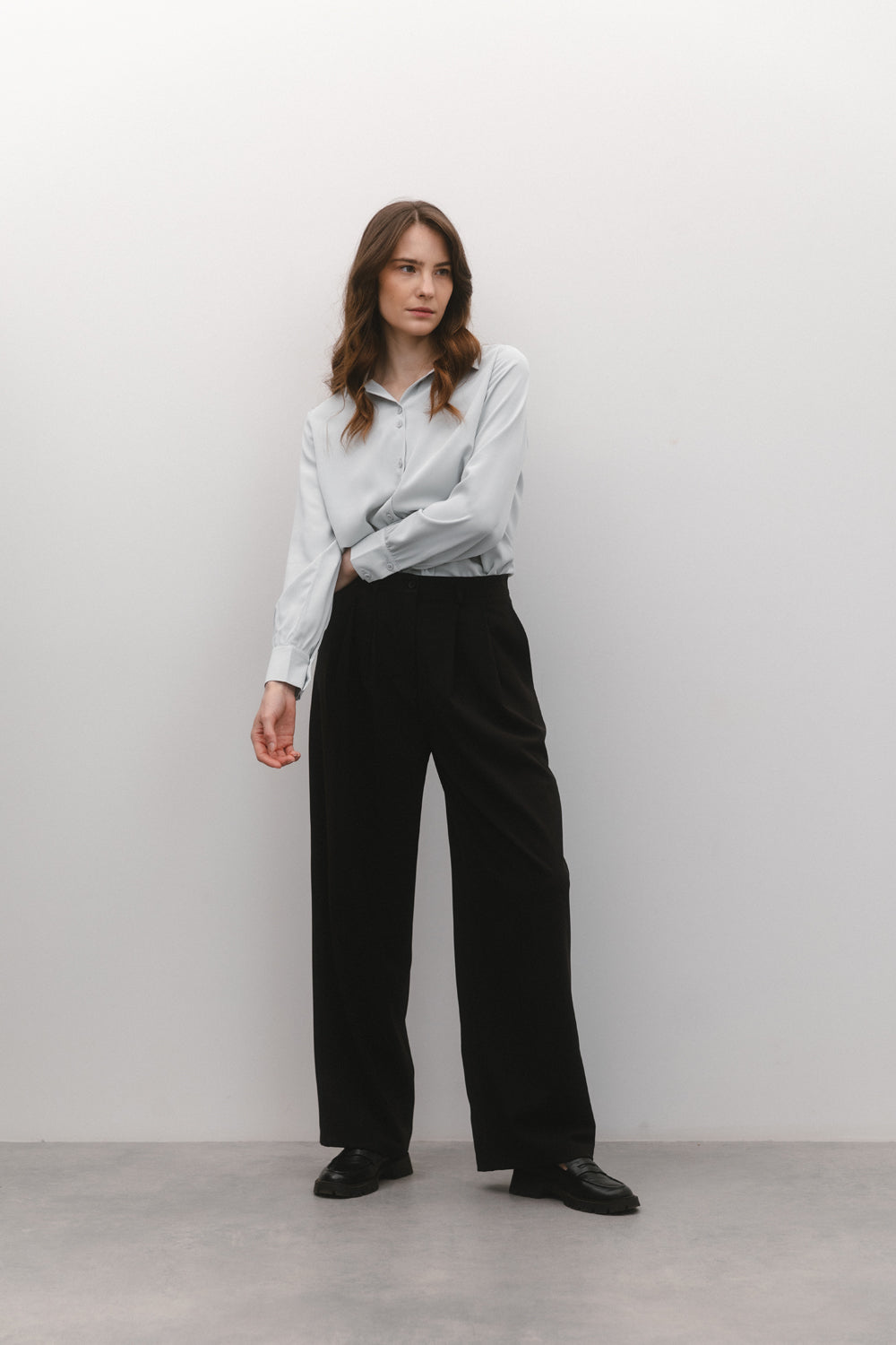 Black straight fit trousers