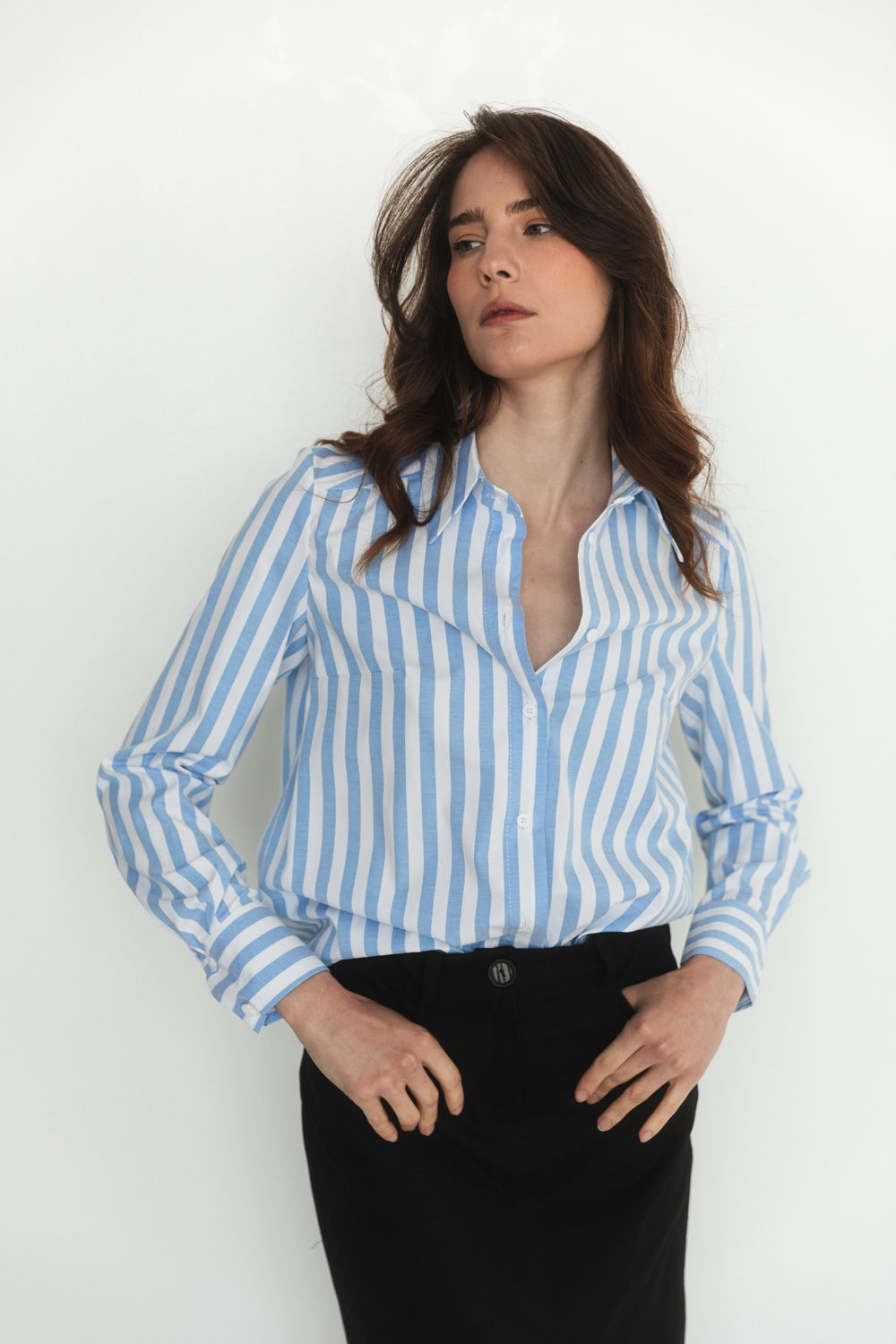 Blouse à rayures bleues