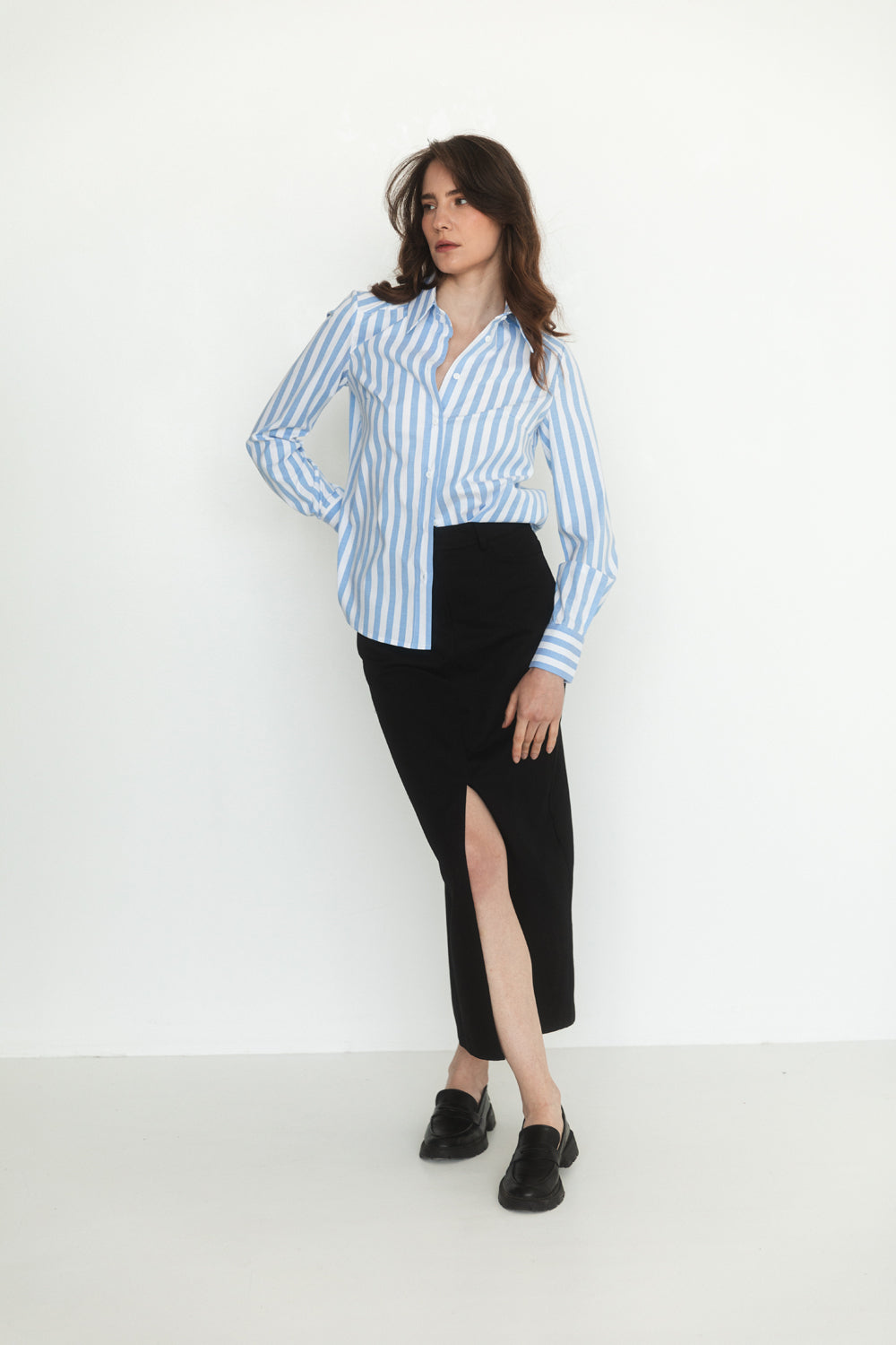 Blouse à rayures bleues