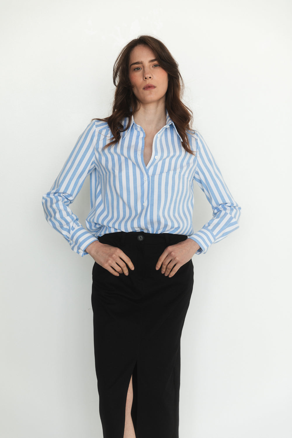 Blouse à rayures bleues