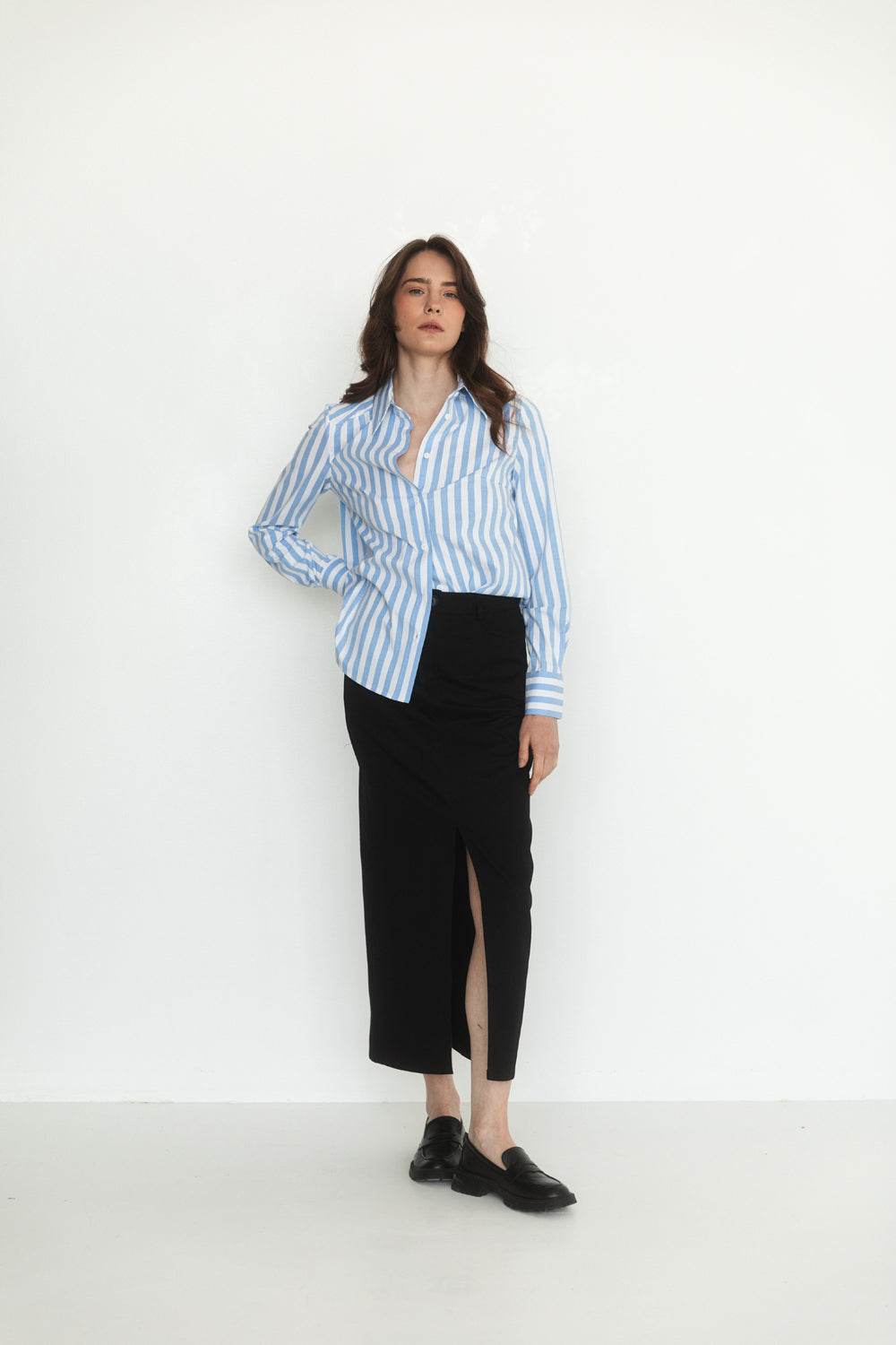 Blouse à rayures bleues