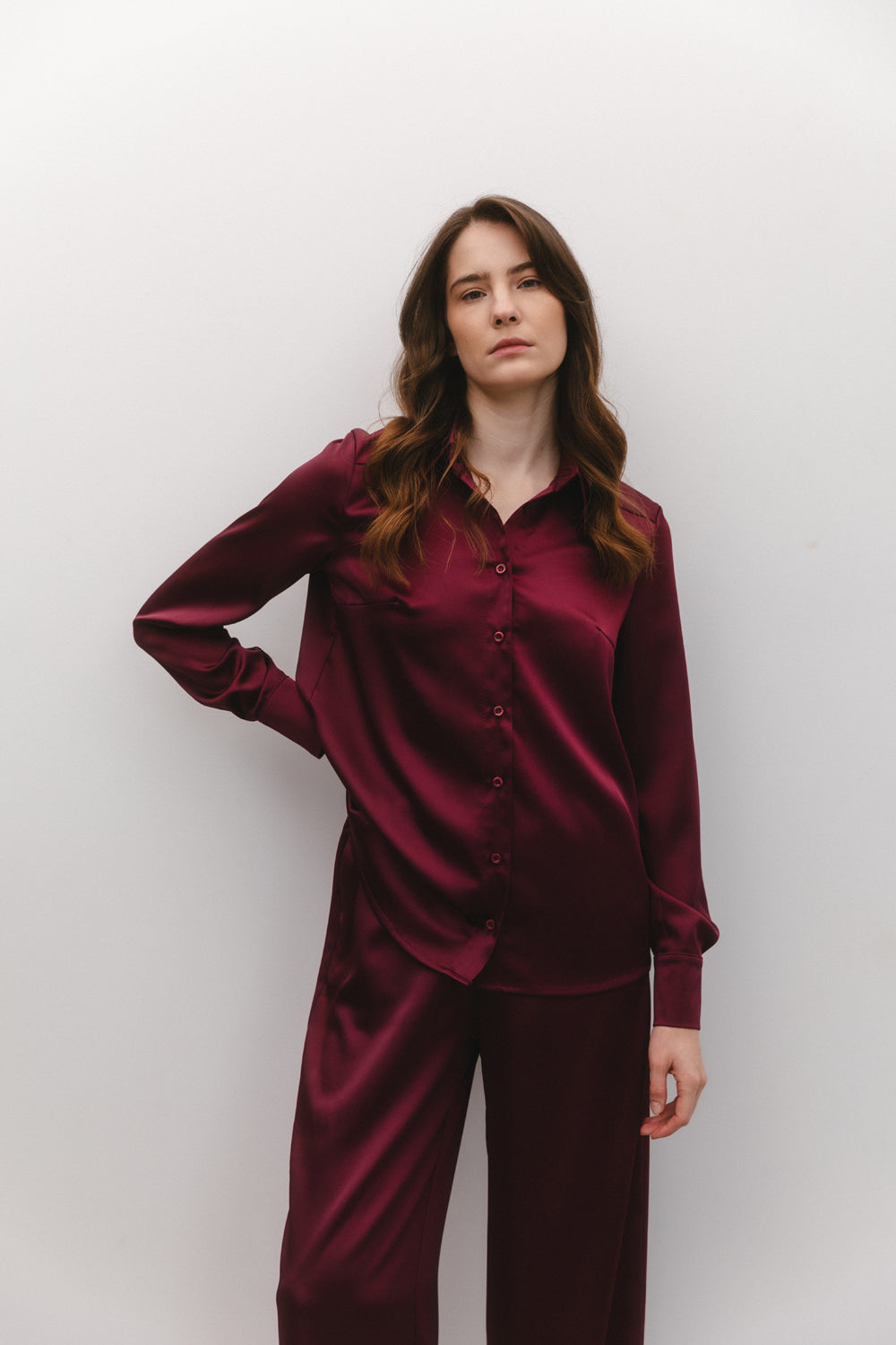 Burgundy stylish loose fit suit