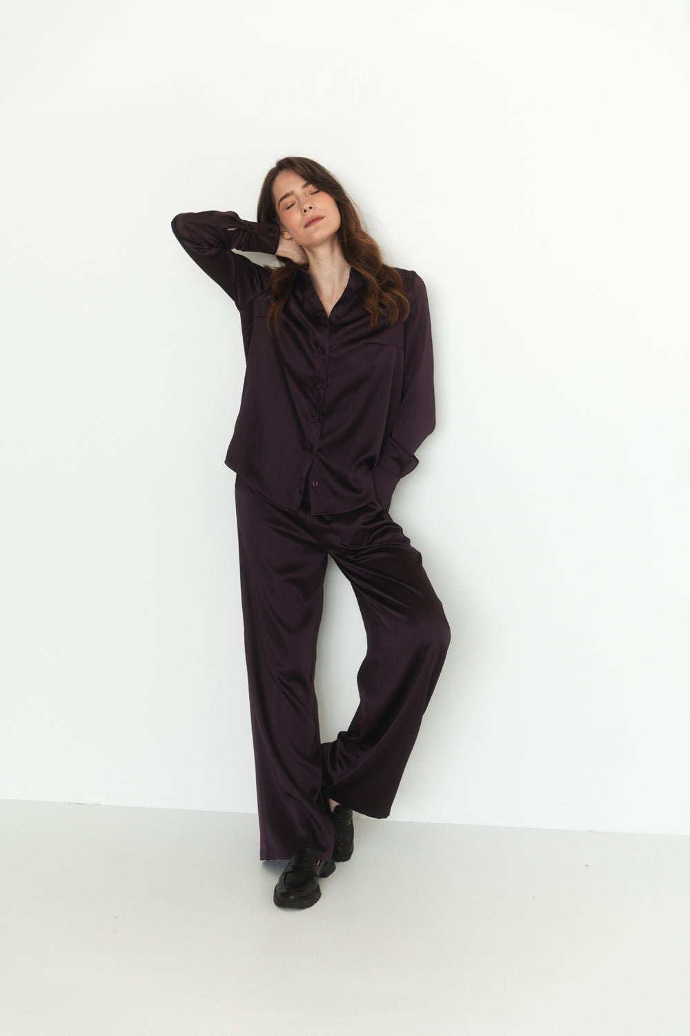 Plum elegante traje de ajuste suelto