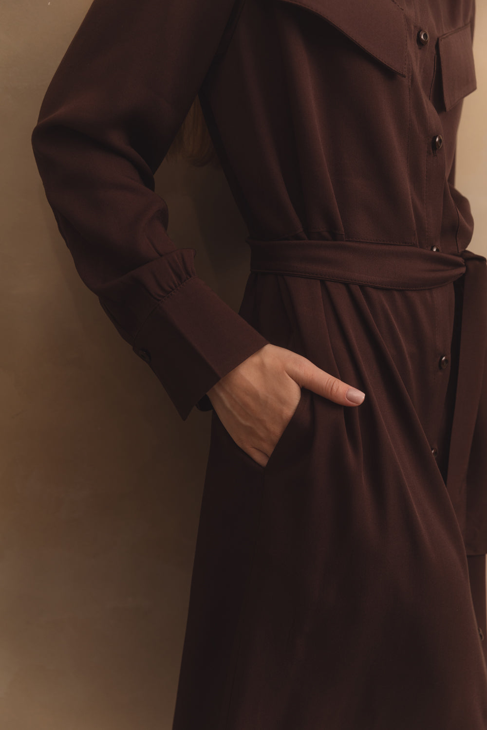 Robe ample avec poches plaquées couleur "Chocolat"