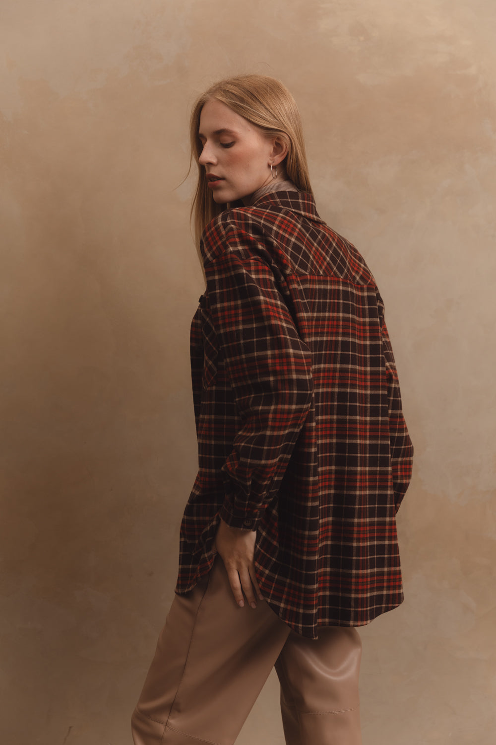 Oversized Brown Check Shirt