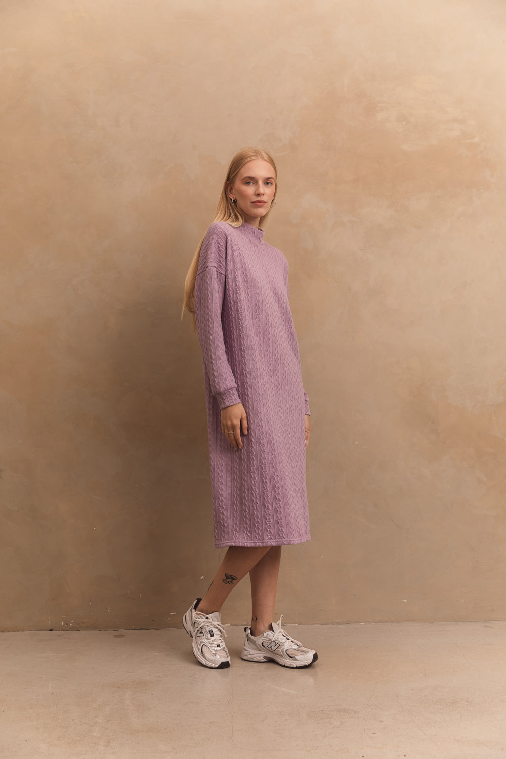 Cozy knitted dress in color "Lavender"