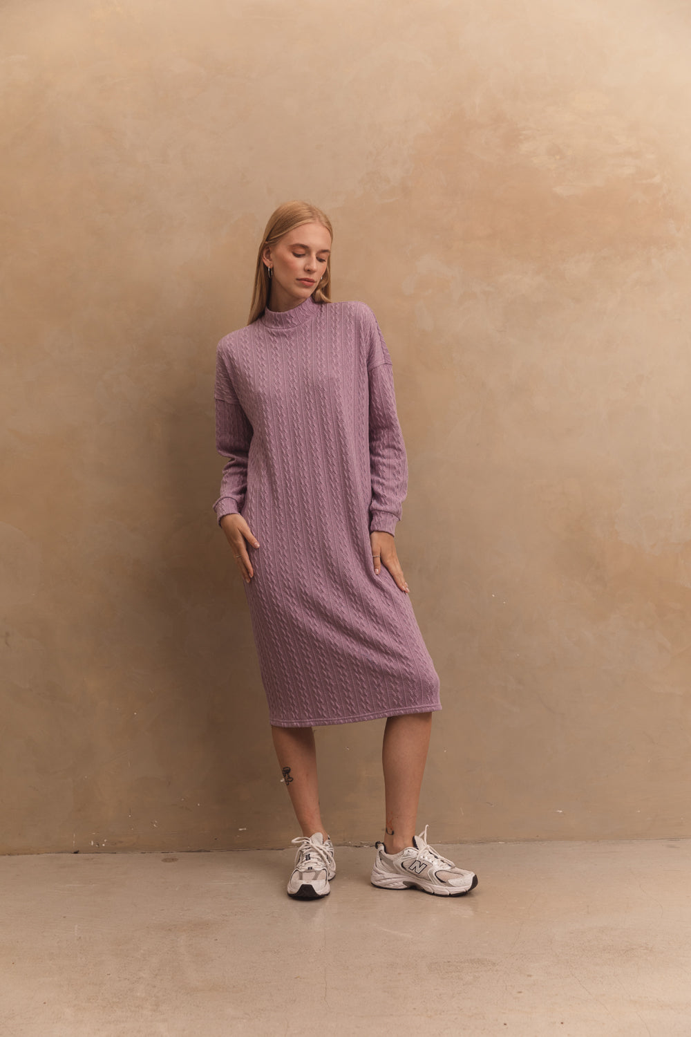 Cozy knitted dress in color "Lavender"