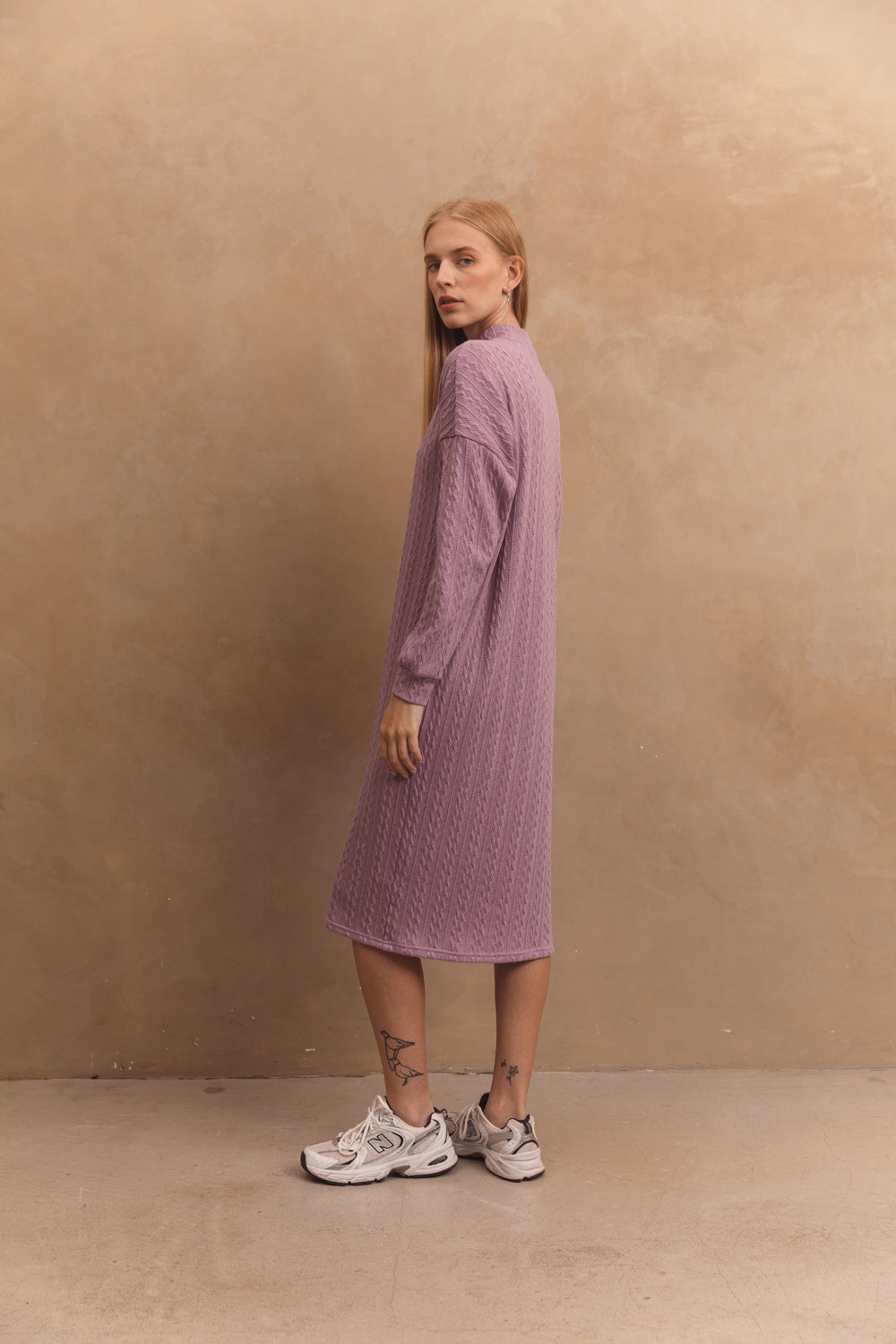 Cozy knitted dress in color "Lavender"