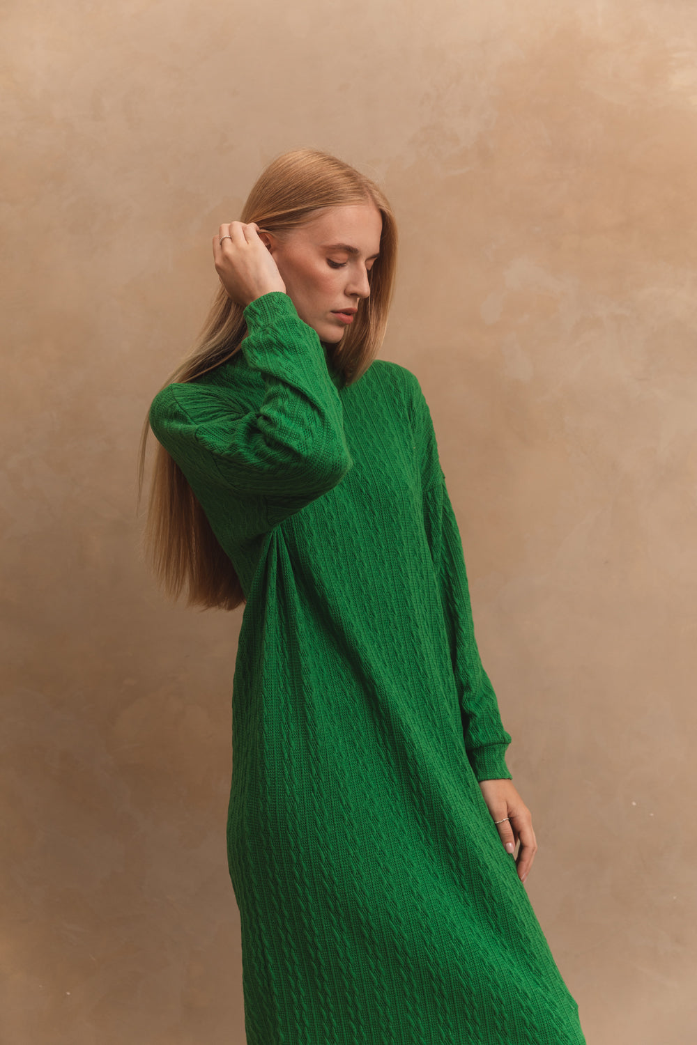 Robe verte en jersey doux