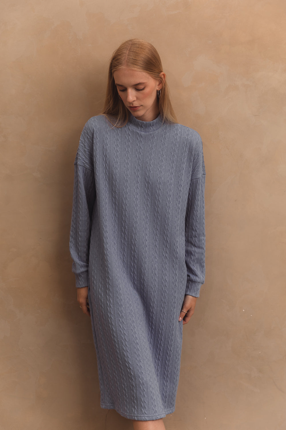 Cozy jersey dress in "Denim" color