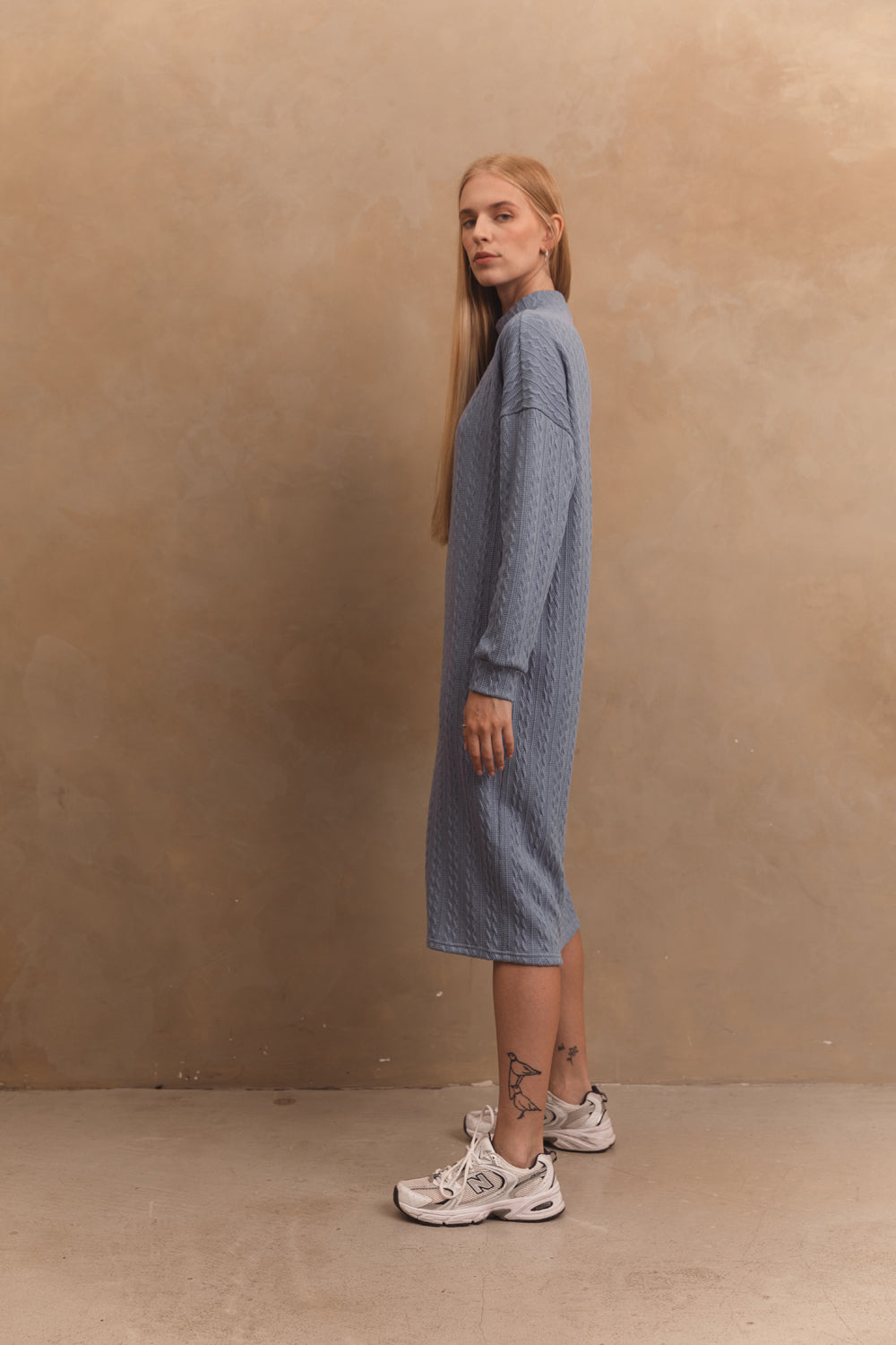 Cozy jersey dress in "Denim" color