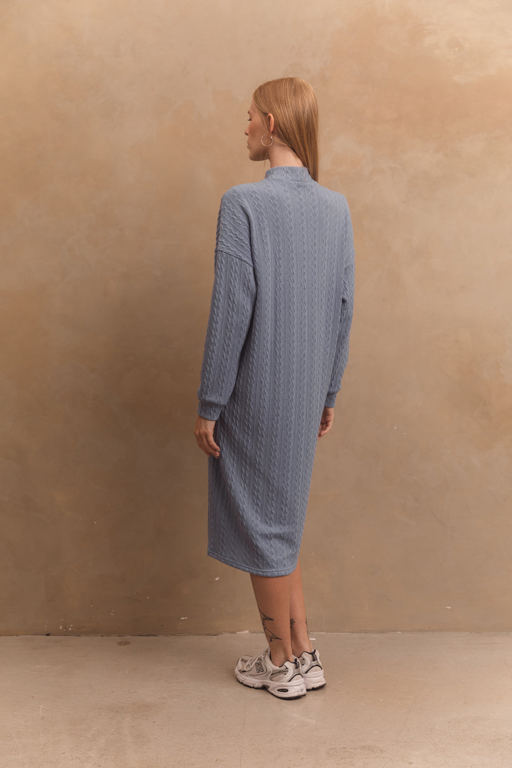 Cozy jersey dress in "Denim" color