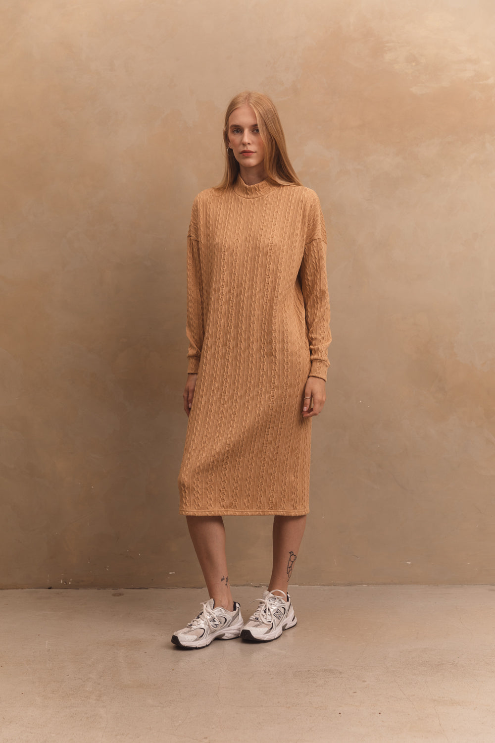 Beige Kleid im weichen Jersey