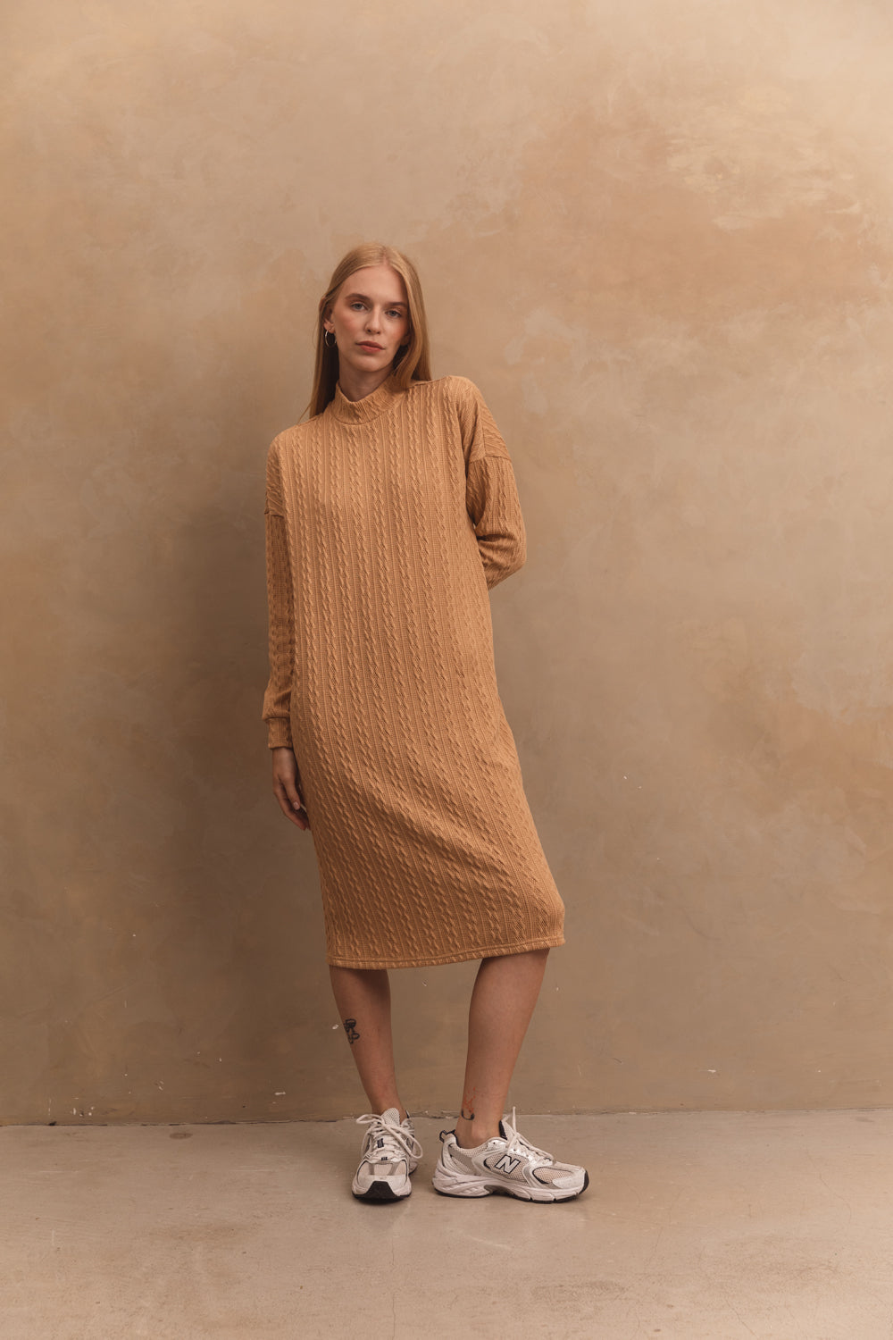 Beige Kleid im weichen Jersey