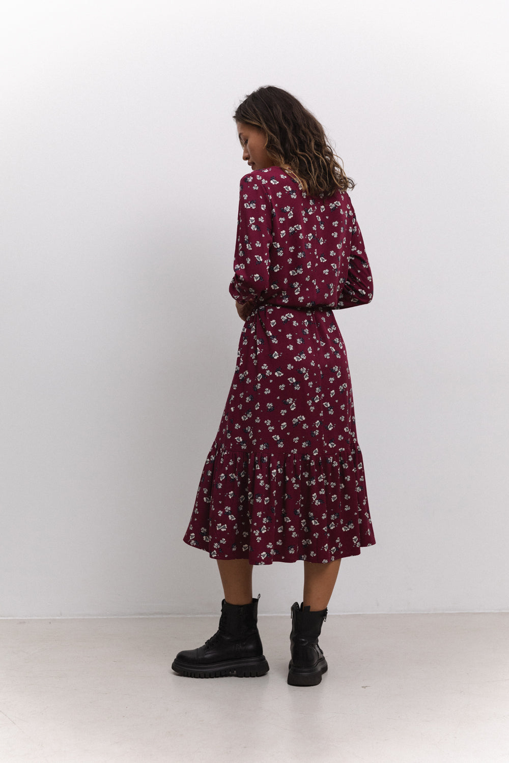 Robe midi en couleur Marsala