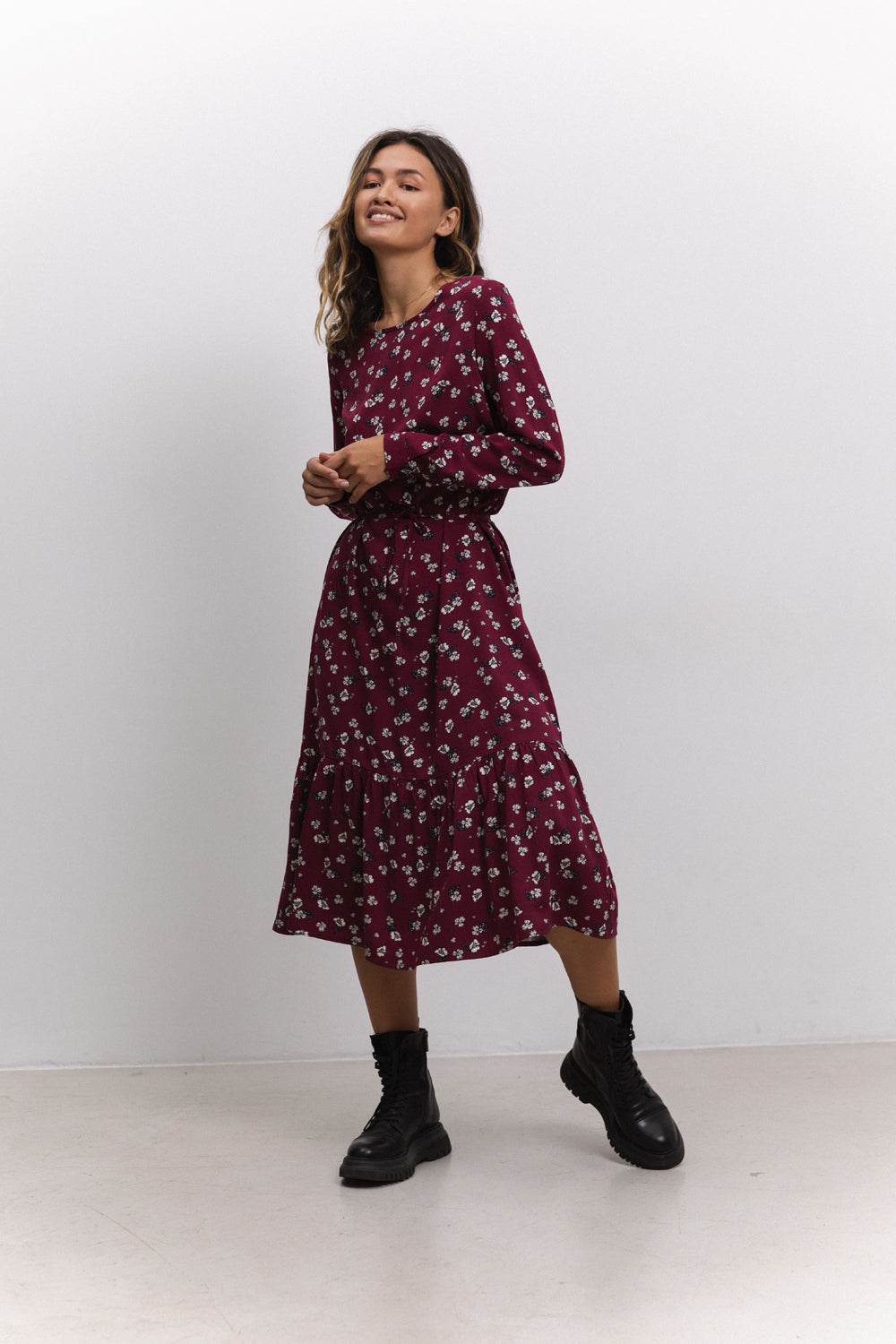 Robe midi en couleur Marsala