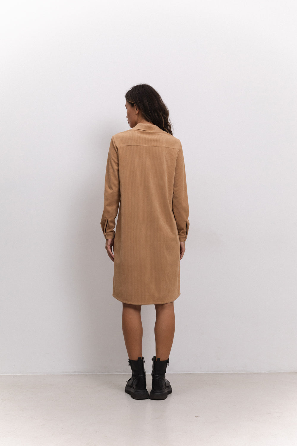 Sand corduroy shirtdress