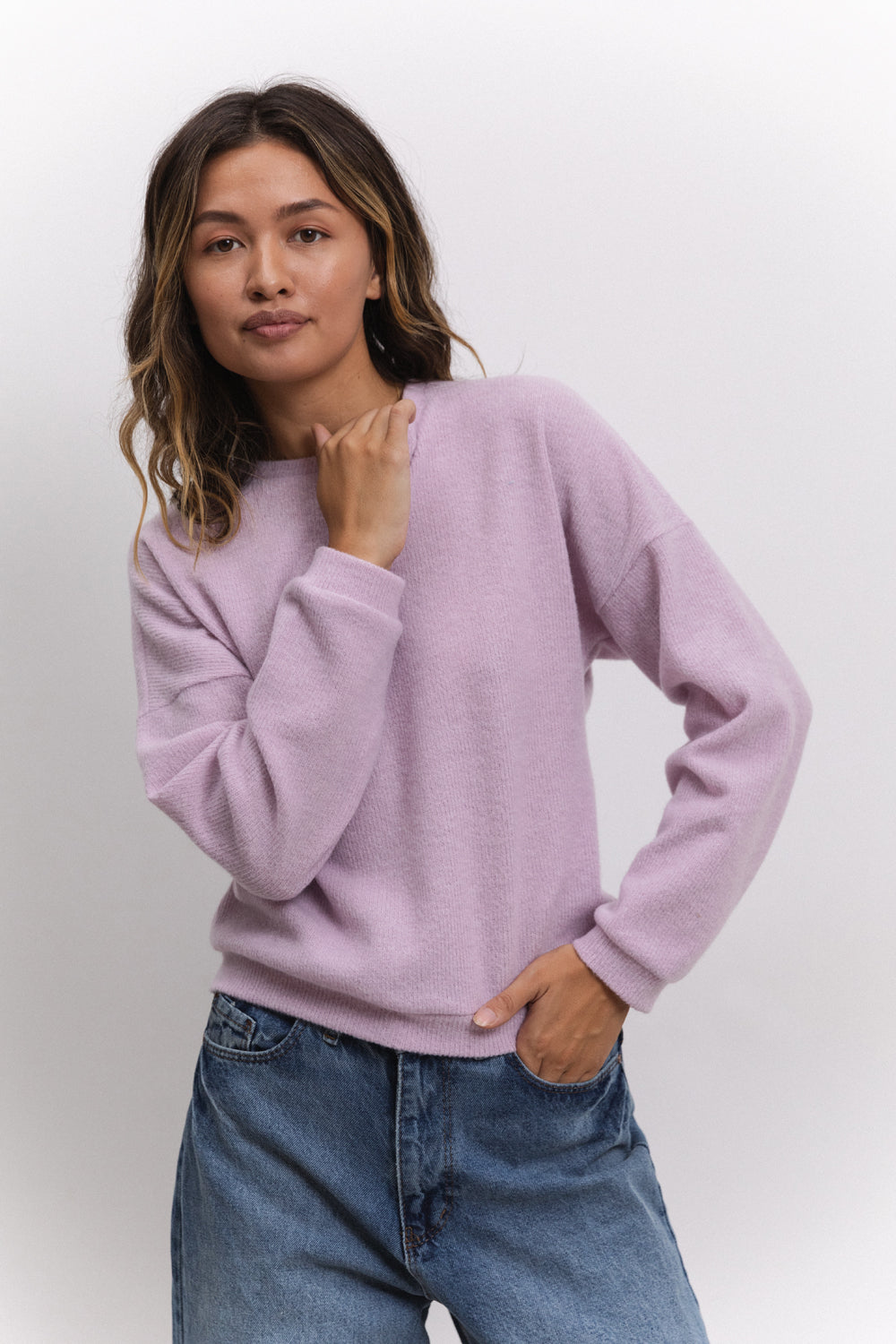 Sweat lilas en doux jersey angora