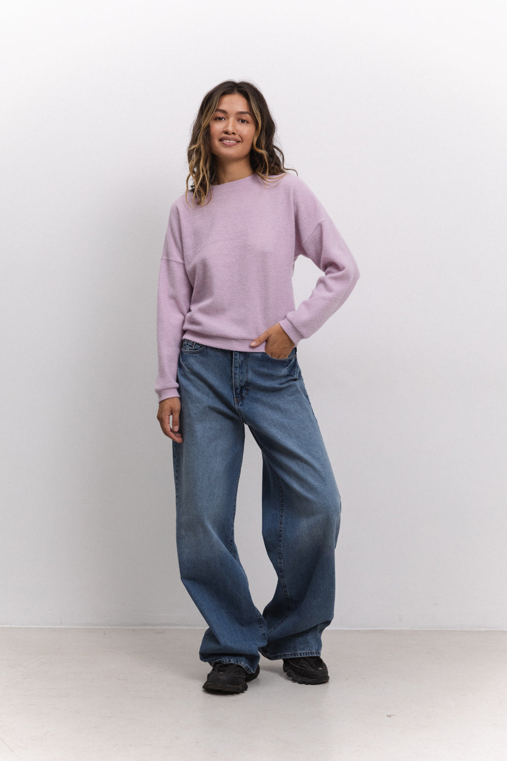 Sweat lilas en doux jersey angora