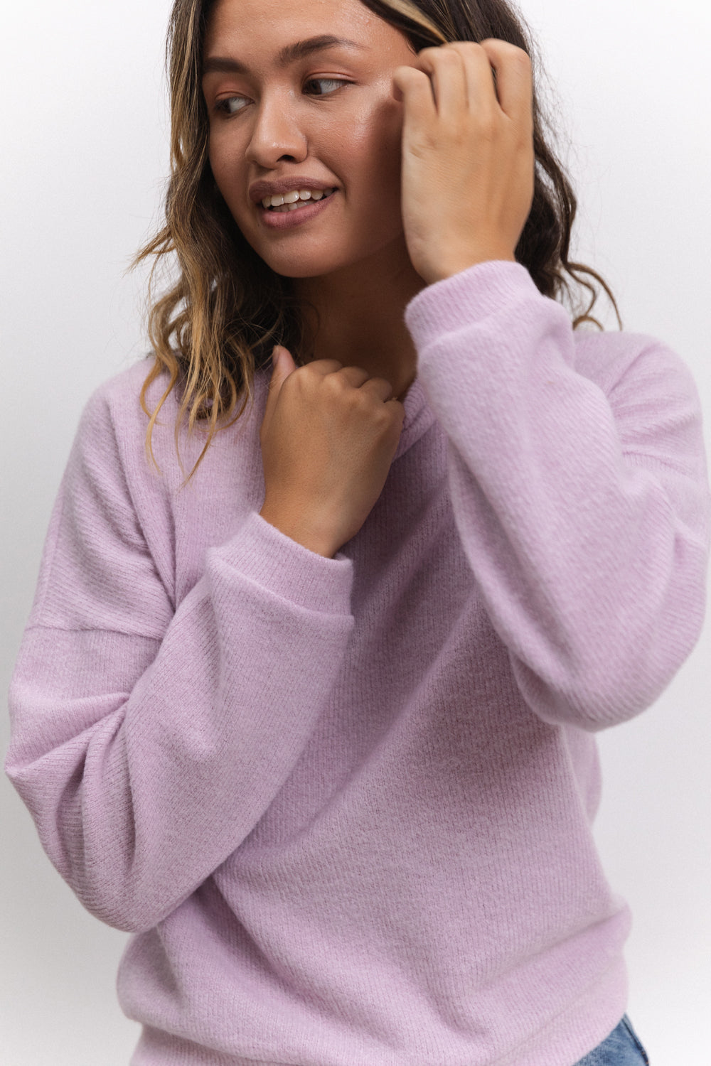 Lilac sweatshirt in soft angora jersey