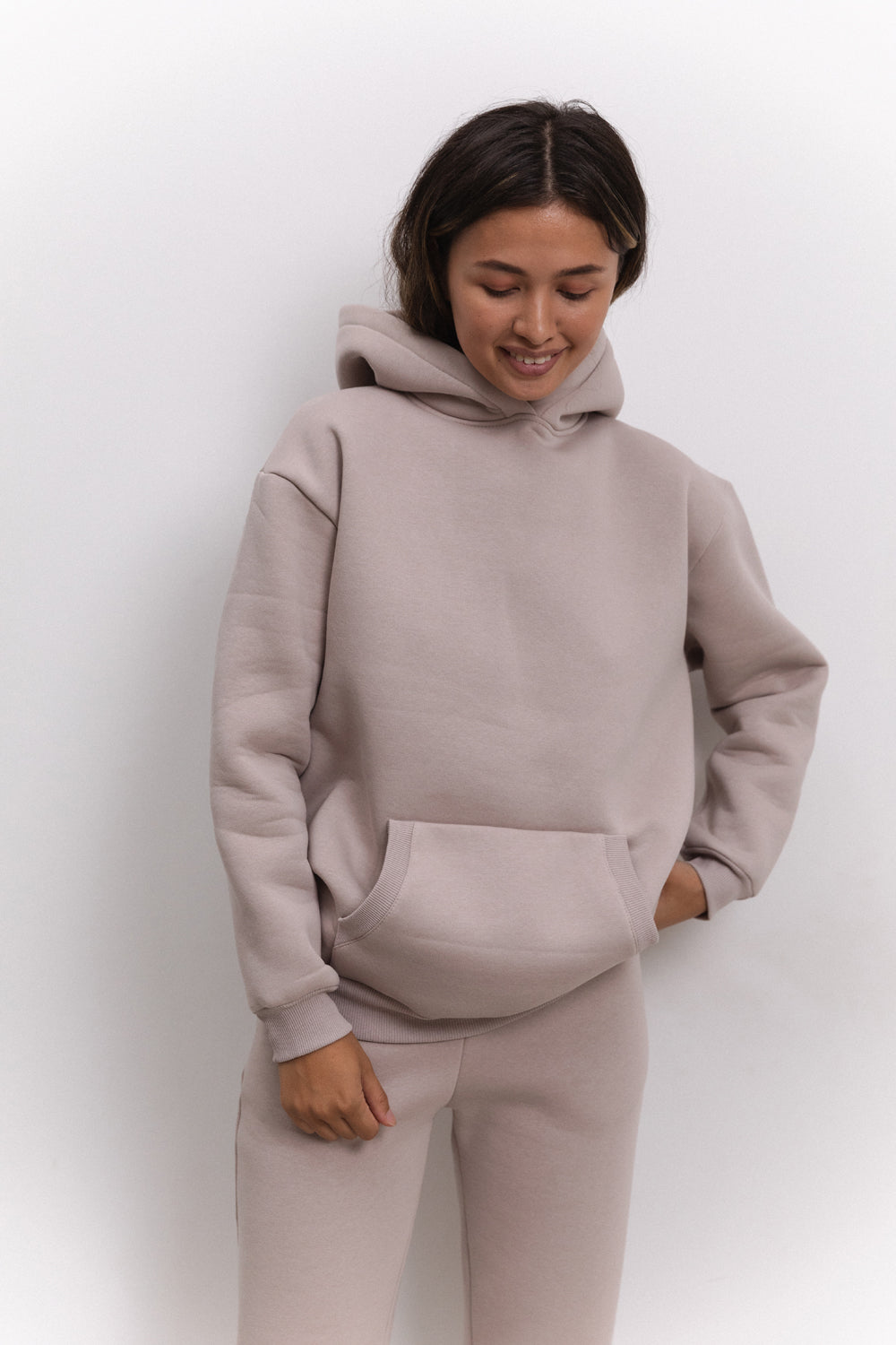 Beige Sweatshirt mit Kapuze