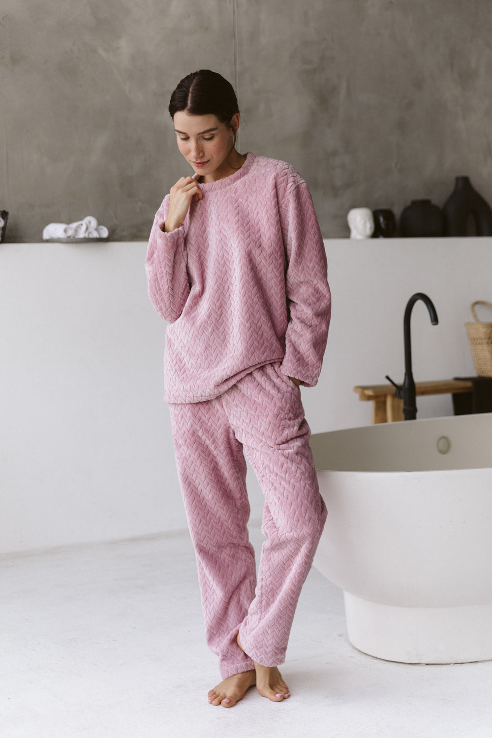 Warme Pyjamas in der Farbe "Powder"